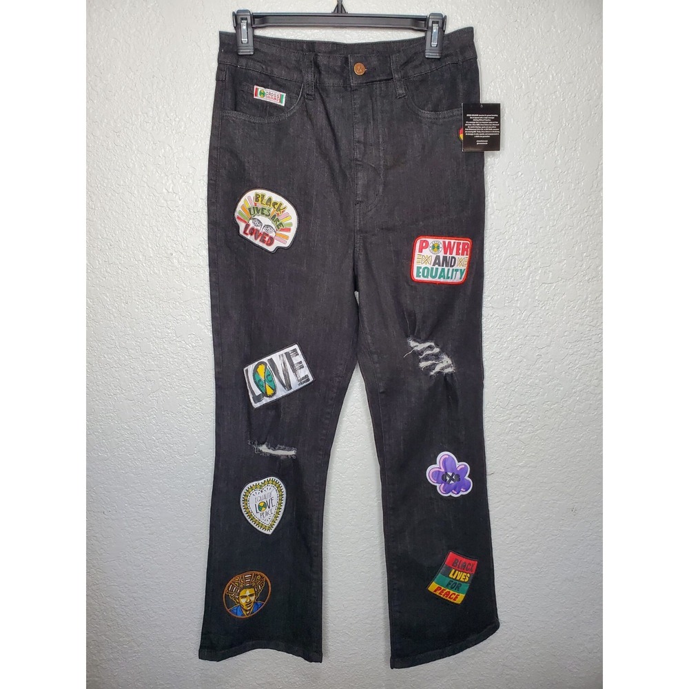 Cross Colours Men's Black Denim Recycled Patch Jeans W32 L29 C51050 MSRP $189